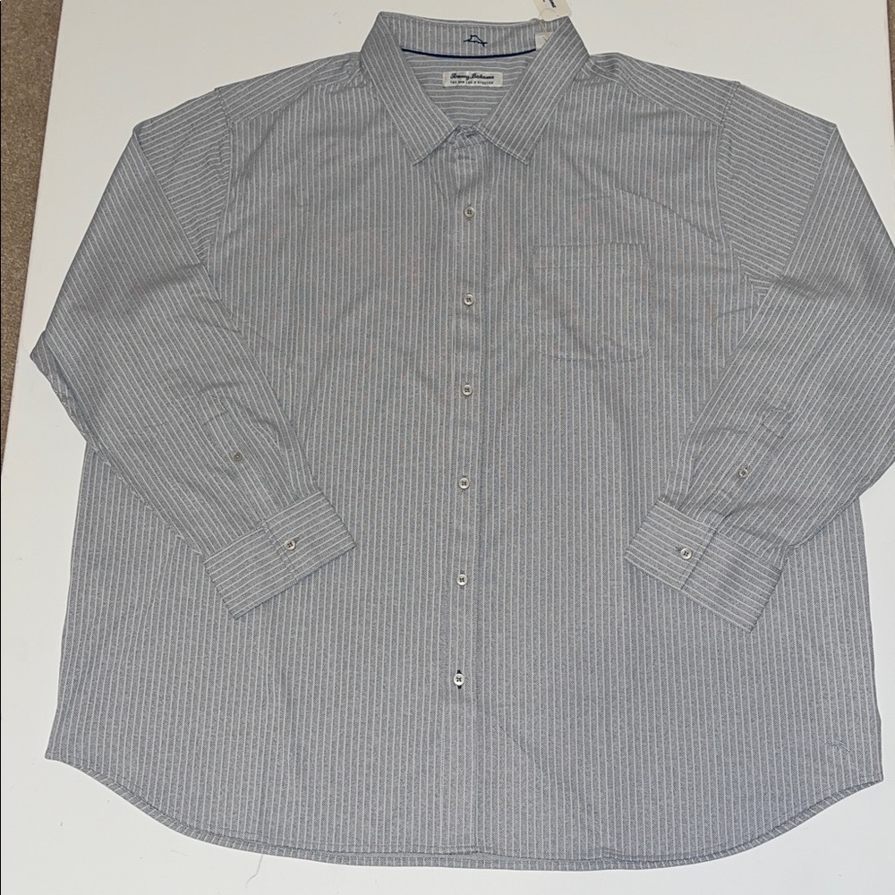 Tommy Bahama Button Up Shirt Mens 3XLB Island Zone Dry Stripe Gray LS $148